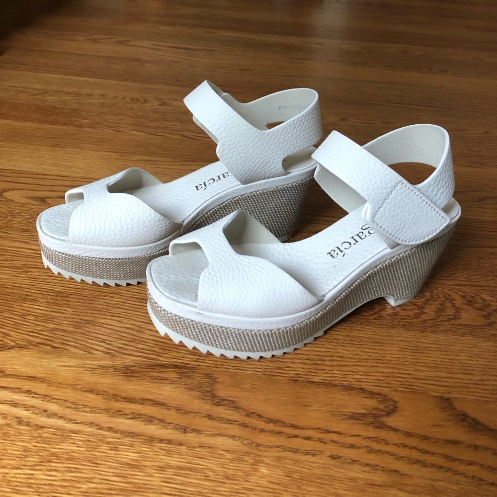 White Pedro Garcia platform sandals